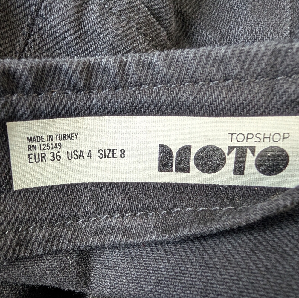 Topshop MOTO Black Denim Wide Leg Jumpsuit Overalls Size 4 - Picture 9 of 12